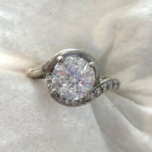Sterling Silver Cubic Zirconia 3ct Round Engagement Ring Size 8 925 Marked